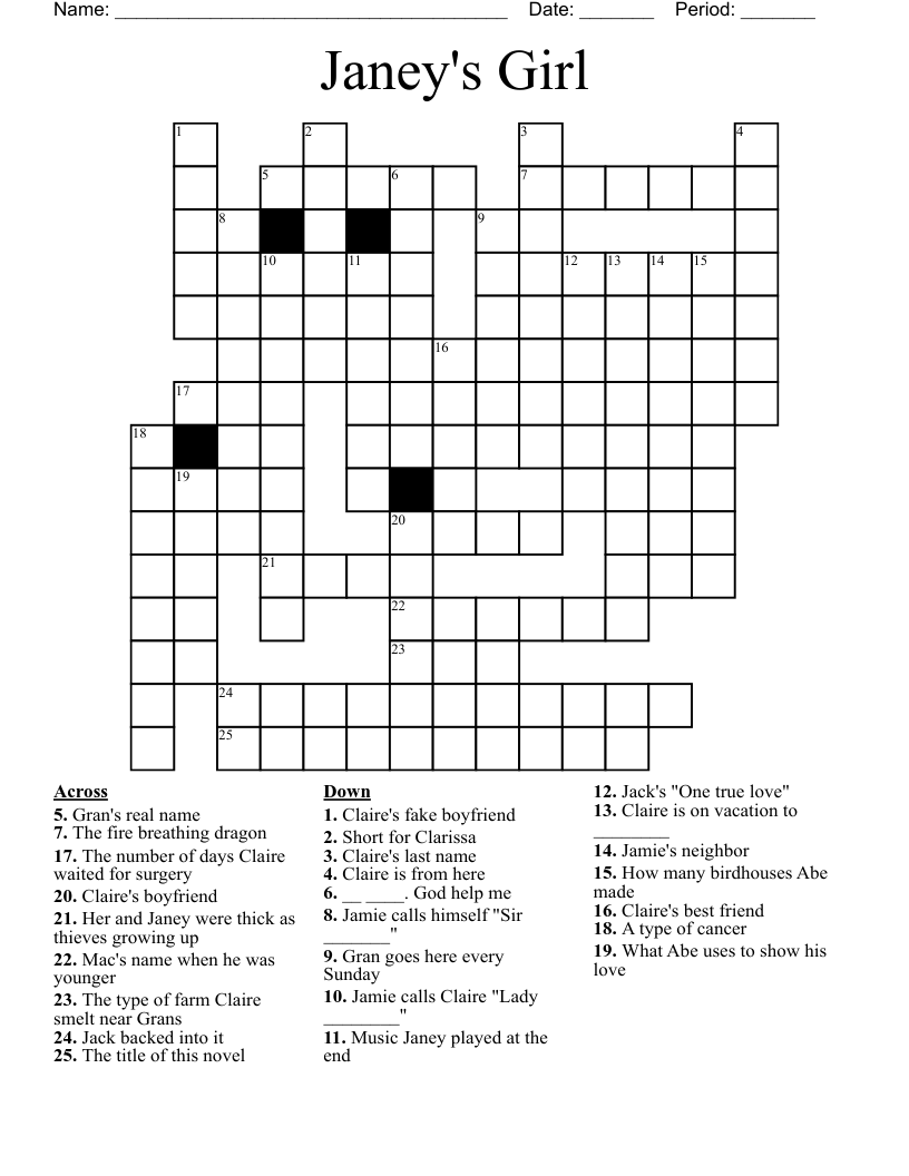 Janey s Girl Crossword WordMint