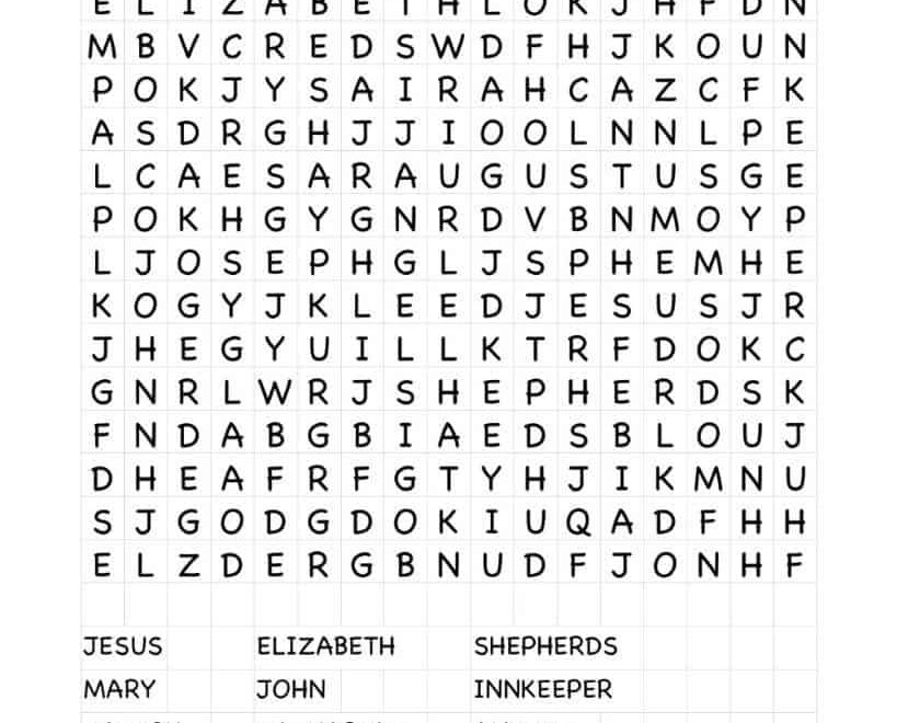 Jesus Birth Word Search Ministry To Children