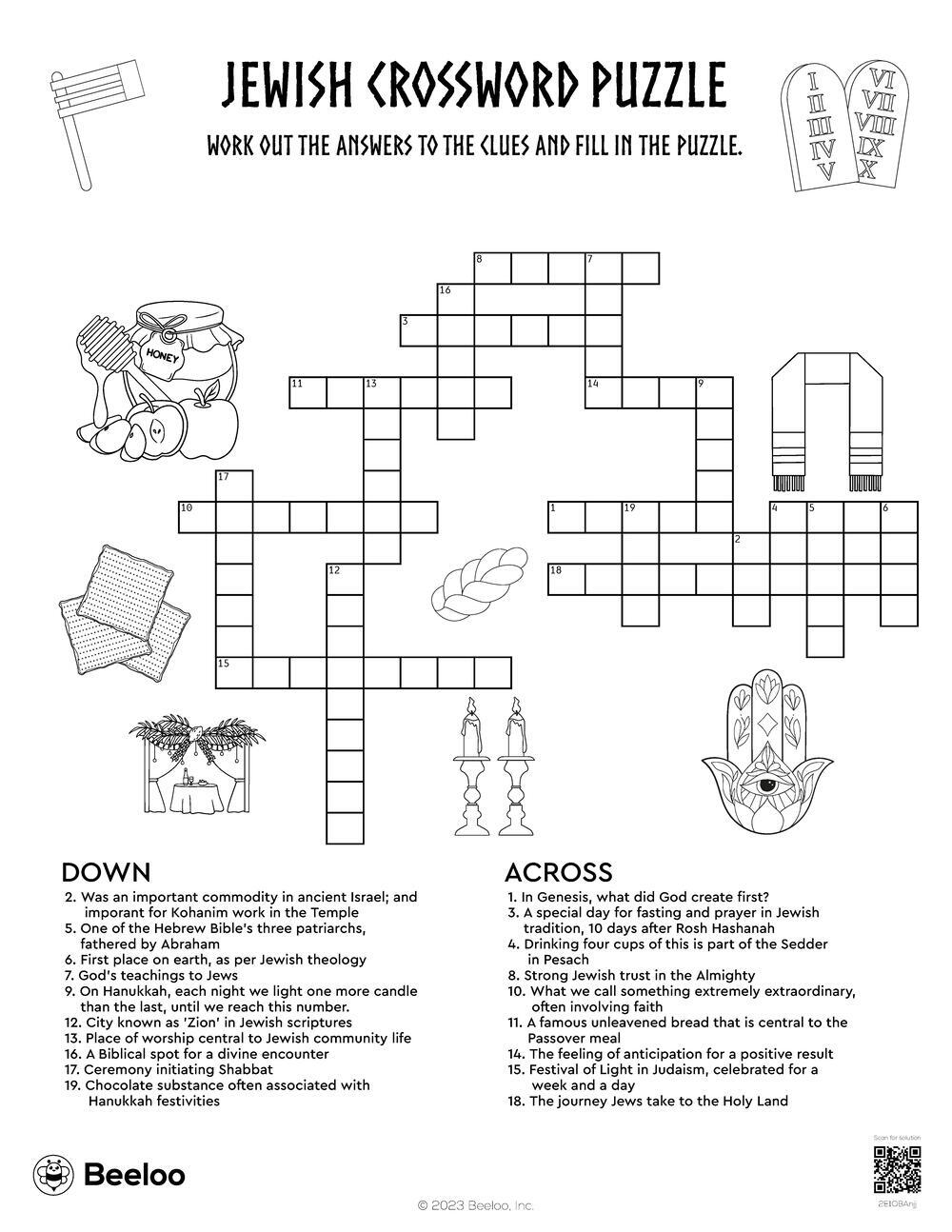 Jewish themed Crossword Puzzles Beeloo Printable Crafts And Activities For Kids Jewish themed Crossword Puzzles Beeloo Printable Crafts And Activities For Kids