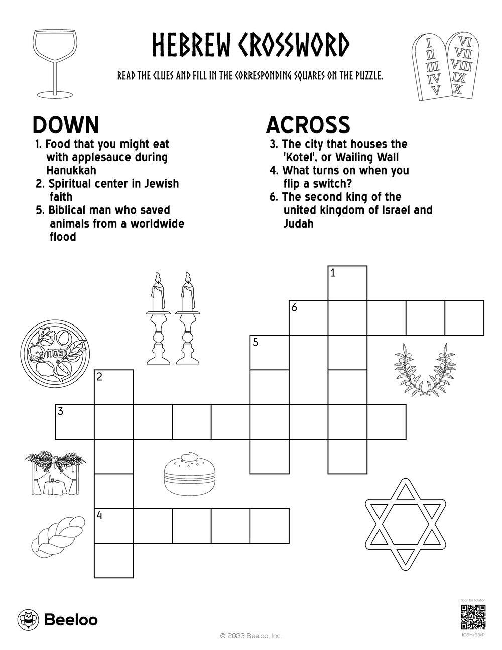 Jewish themed Crossword Puzzles Beeloo Printable Crafts And Activities For Kids Jewish themed Crossword Puzzles Beeloo Printable Crafts And Activities For Kids
