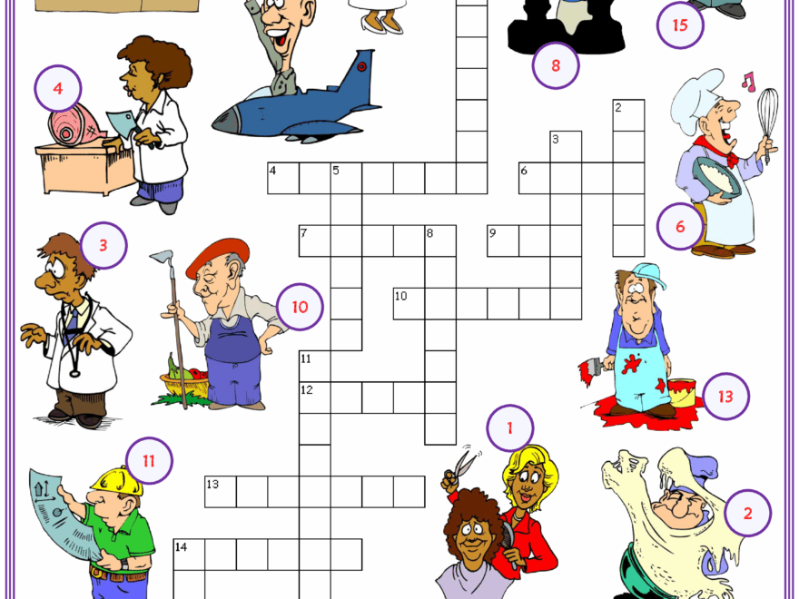 Jobs ESL Printable Crossword Puzzle Worksheets For Kids