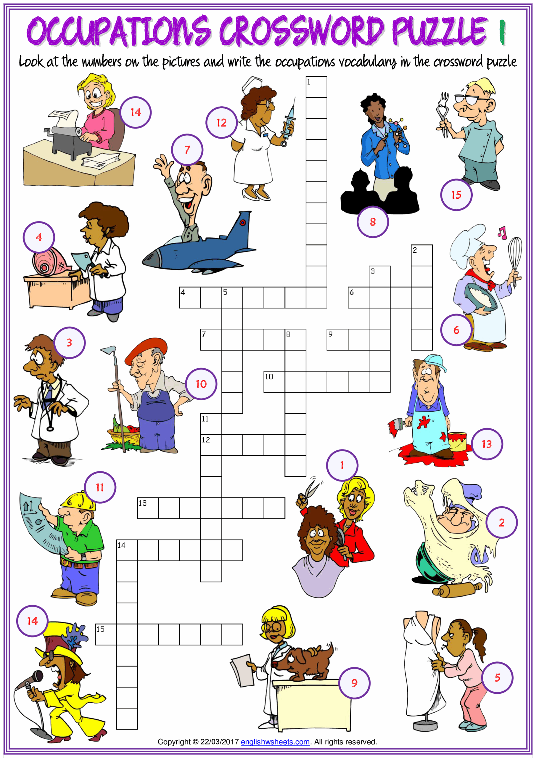 Jobs ESL Printable Crossword Puzzle Worksheets For Kids Jobs ESL Printable Crossword Puzzle Worksheets For Kids