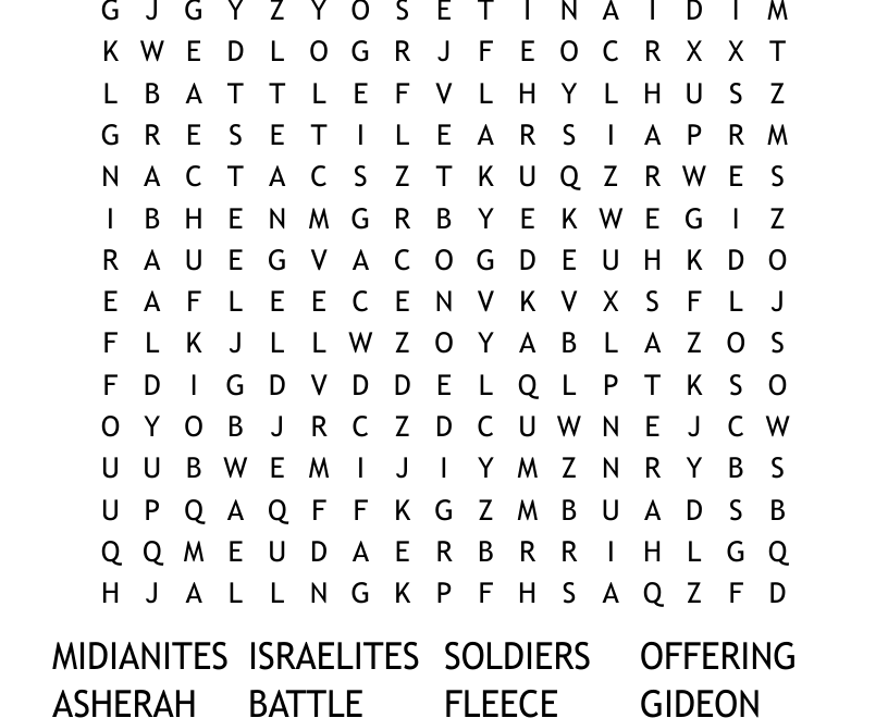 JUDGES 6 8 GIDEON Word Search WordMint