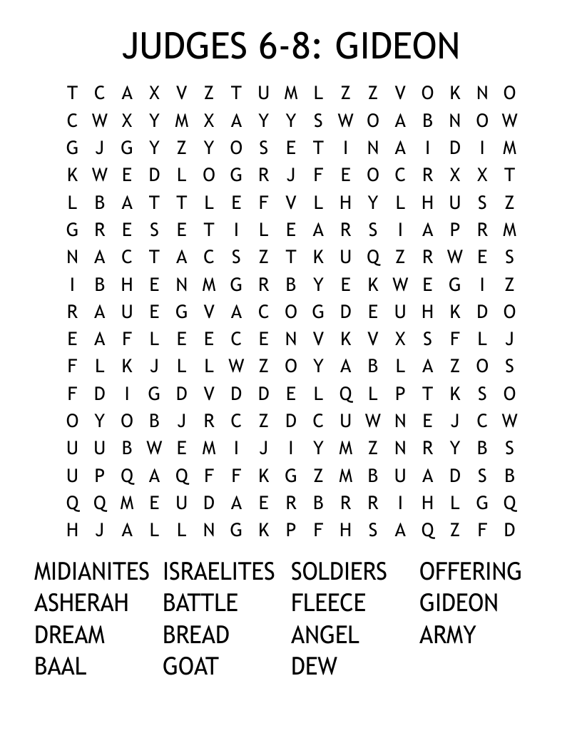 JUDGES 6 8 GIDEON Word Search WordMint JUDGES 6 8 GIDEON Word Search WordMint