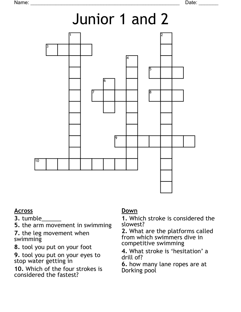 Junior 1 And 2 Crossword WordMint Junior 1 And 2 Crossword WordMint