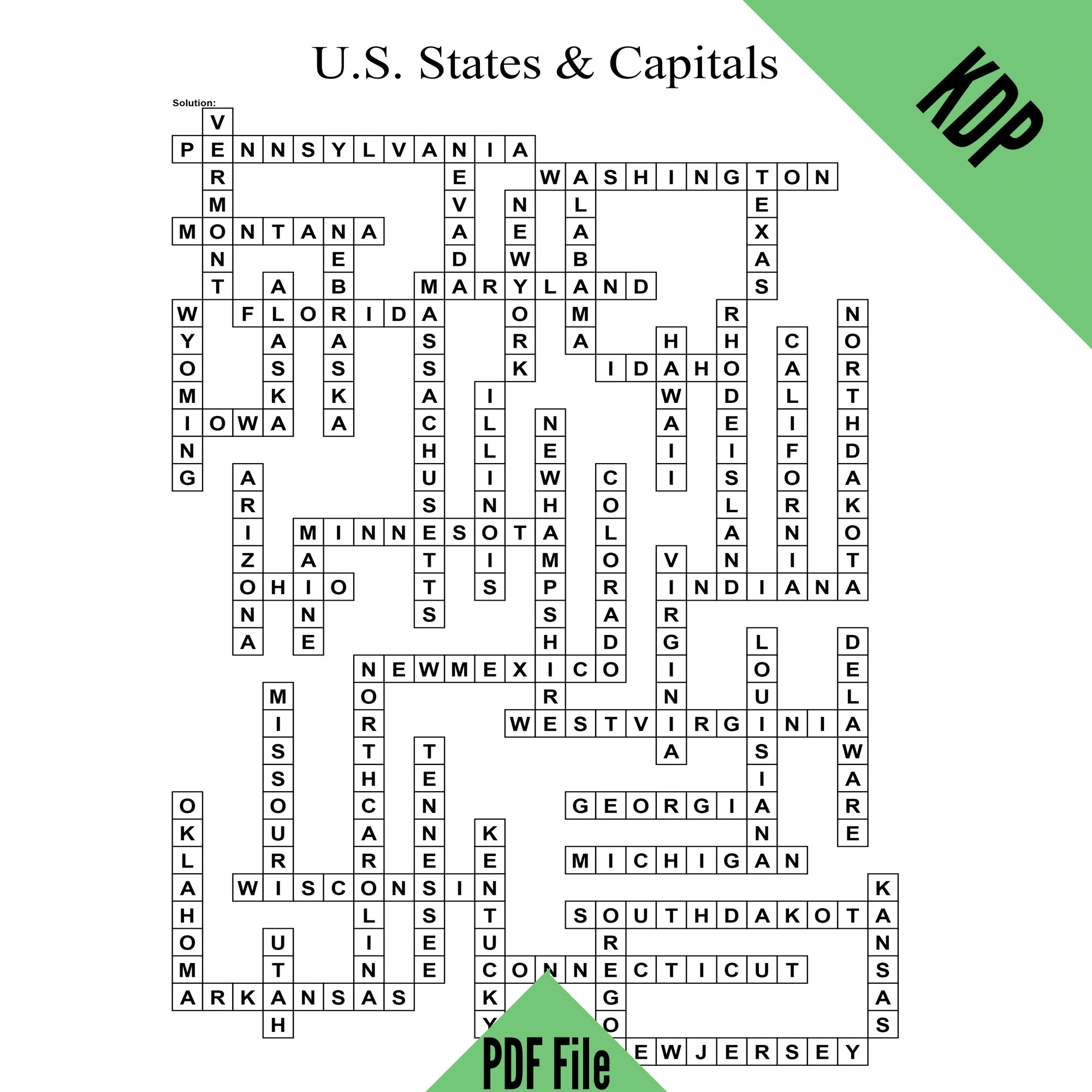 Printable Crossword Puzzles States And Capitals Printable Crossword Puzzles States And Capitals