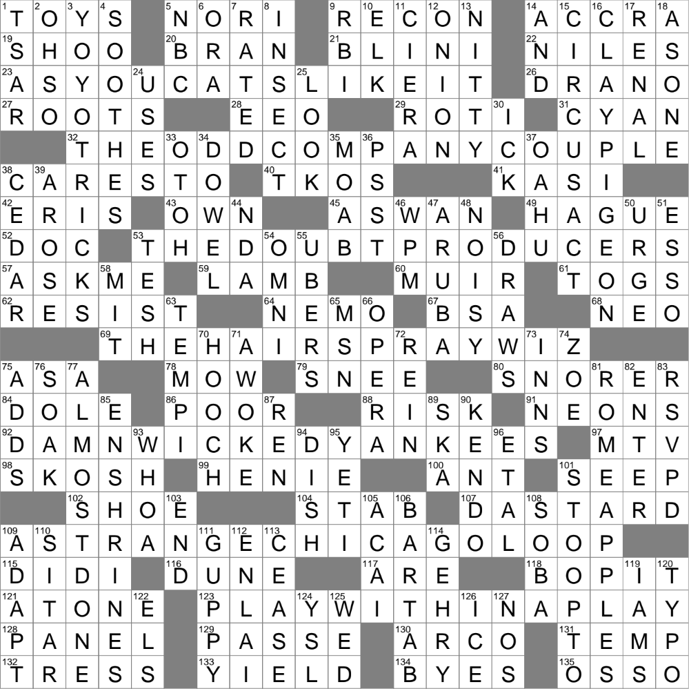 LA Times Crossword 21 Jan 24 Sunday LAXCrossword