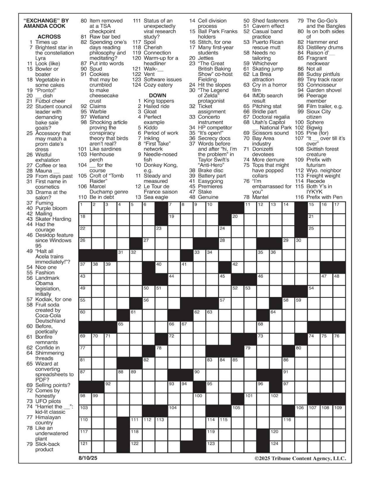 LA Times Crossword Aug 10 2025 Crosswords Yakimaherald