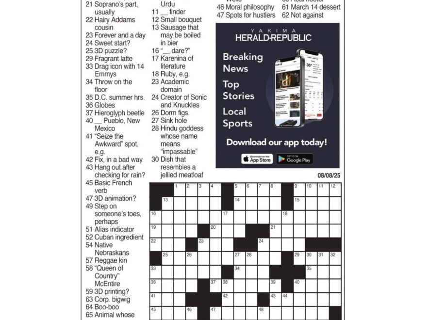 LA Times Crossword Aug 8 2025 Crosswords Yakimaherald