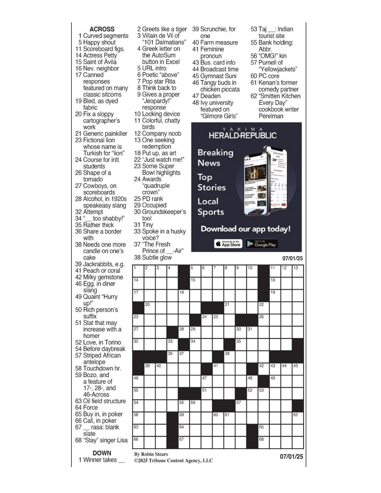 LA Times Crossword July 1 2025 Crosswords Yakimaherald LA Times Crossword July 1 2025 Crosswords Yakimaherald