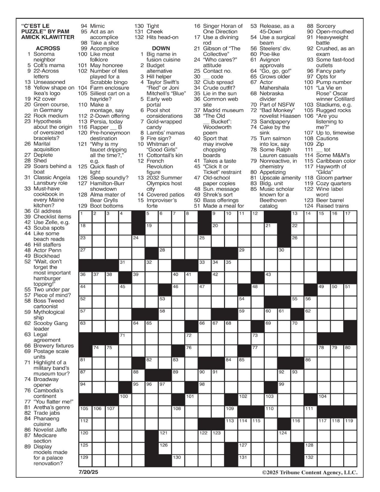 LA Times Crossword July 20 2025 Crosswords Yakimaherald LA Times Crossword July 20 2025 Crosswords Yakimaherald
