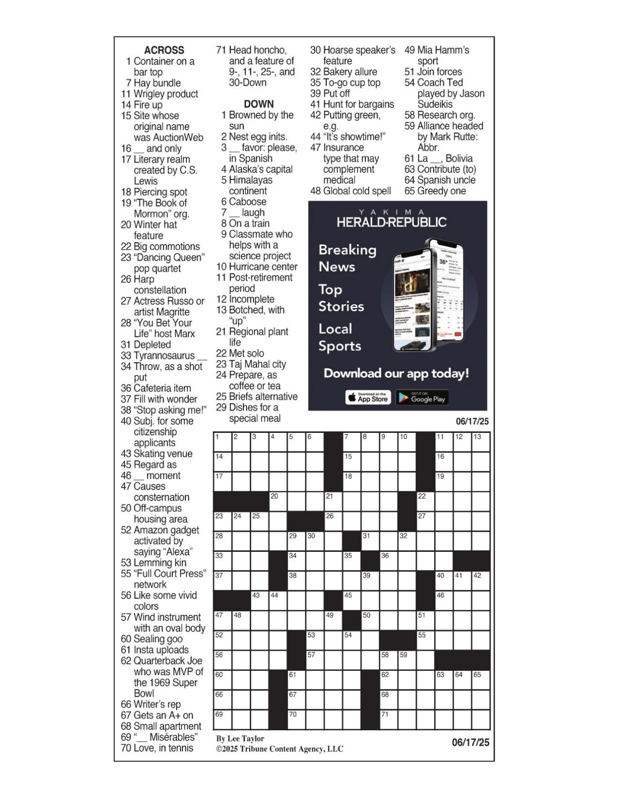 LA Times Crossword June 17 2025 Crosswords Yakimaherald LA Times Crossword June 17 2025 Crosswords Yakimaherald