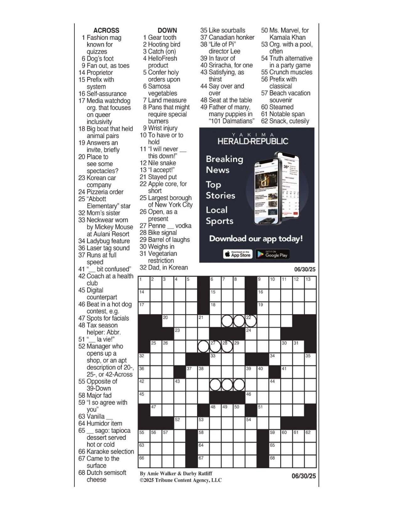 LA Times Crossword June 30 2025 Crosswords Yakimaherald LA Times Crossword June 30 2025 Crosswords Yakimaherald