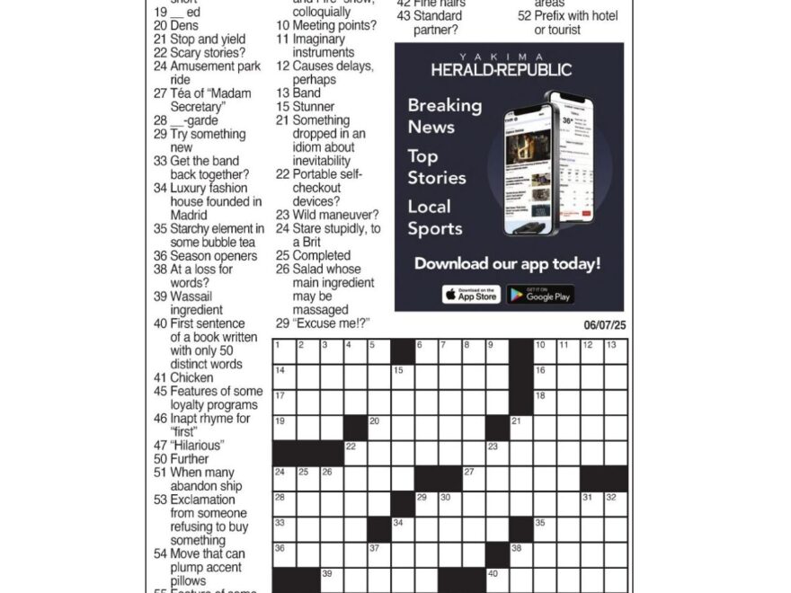LA Times Crossword June 7 2025 Crosswords Yakimaherald