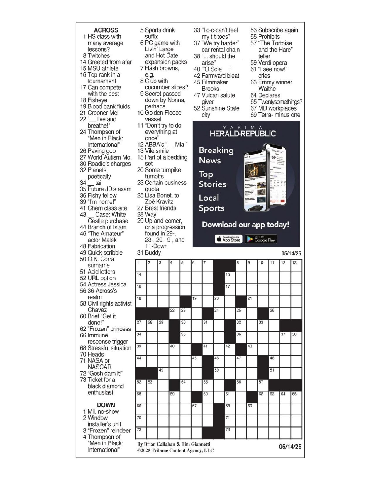 LA Times Crossword May 14 2025 Crosswords Yakimaherald LA Times Crossword May 14 2025 Crosswords Yakimaherald