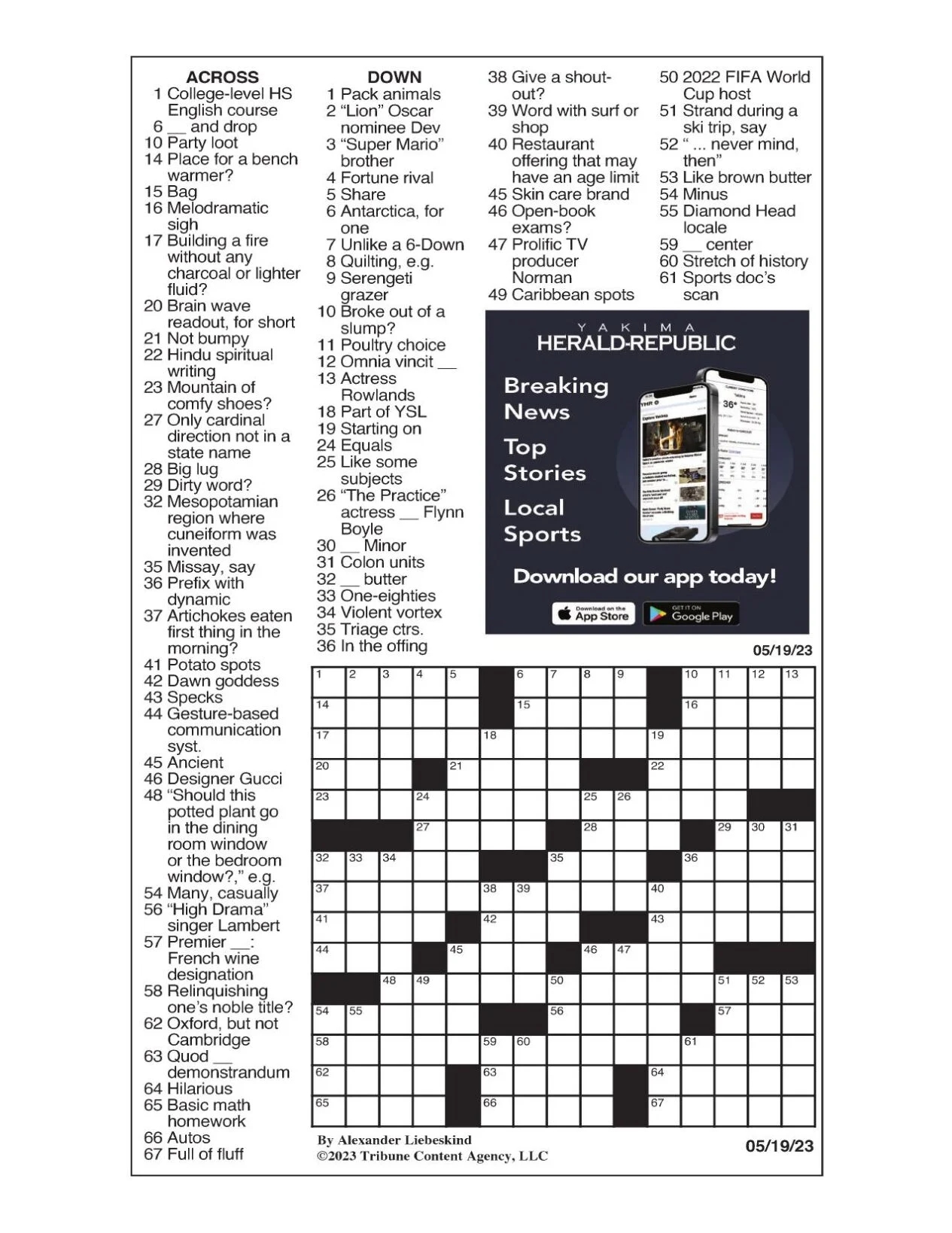 LA Times Crossword May 19 2023 Crosswords Yakimaherald