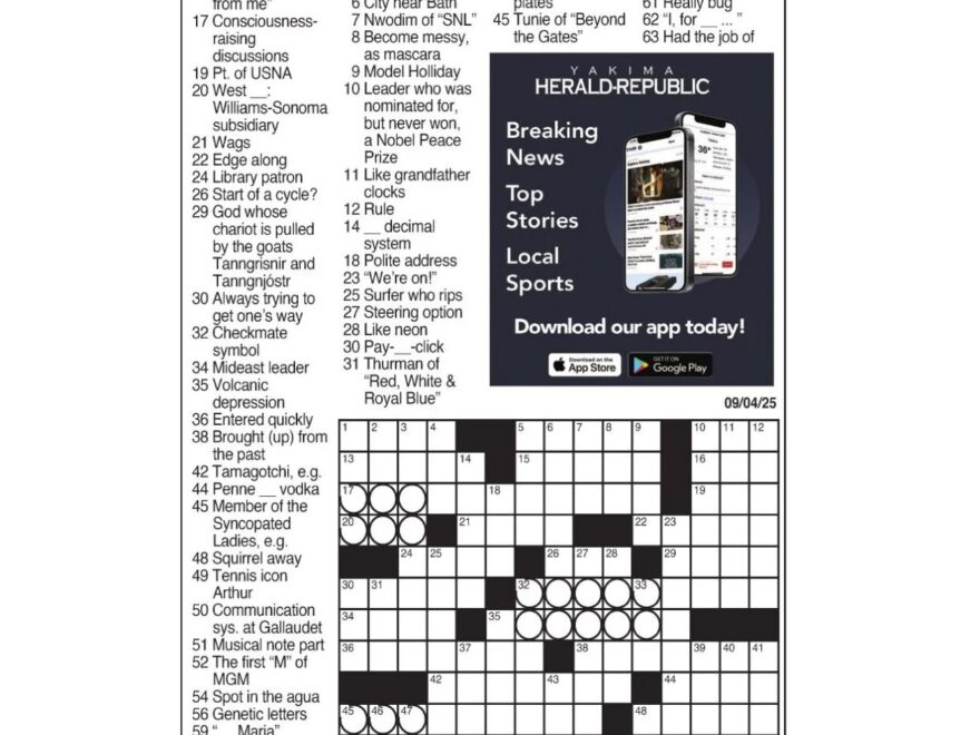 LA Times Crossword Sept 4 2025 Crosswords Yakimaherald
