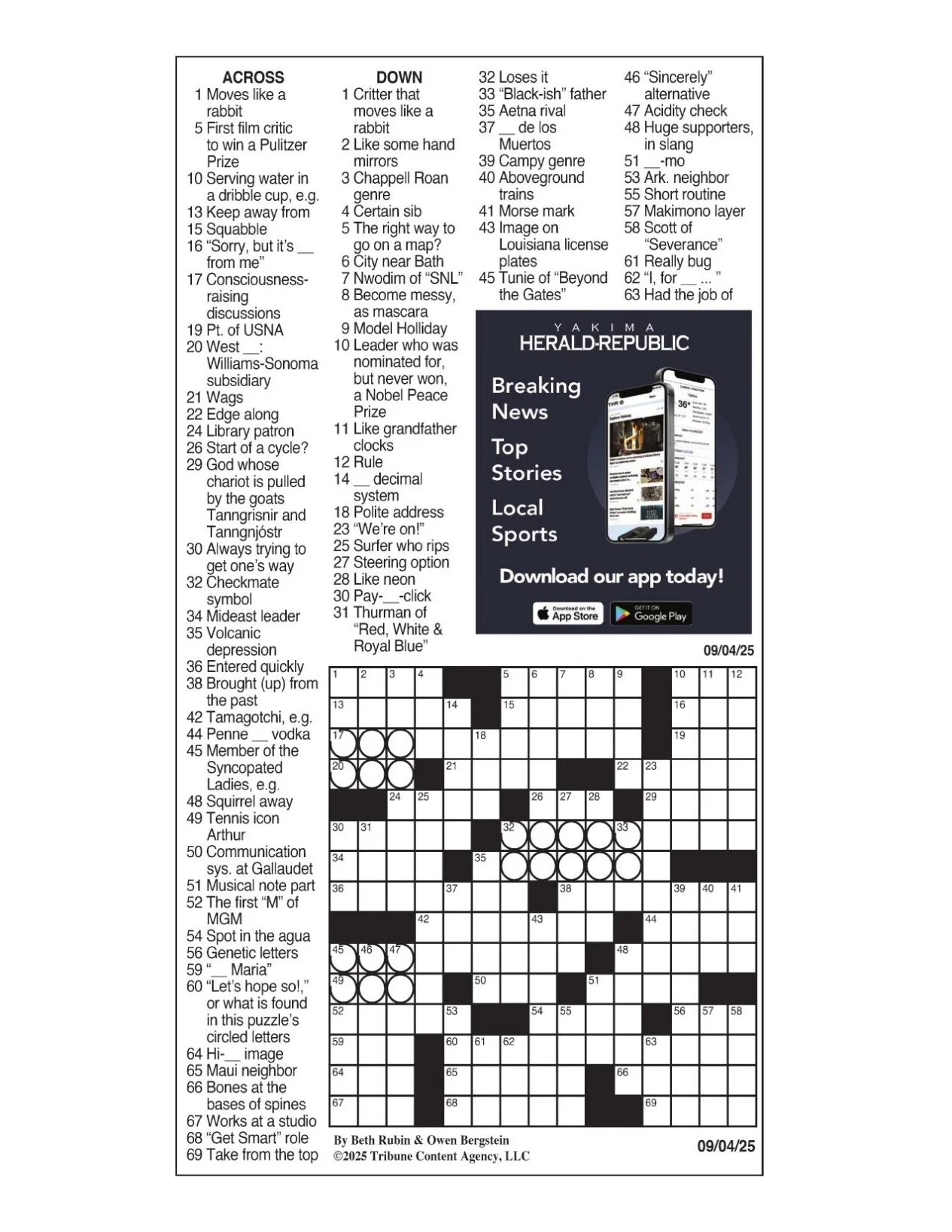 LA Times Crossword Sept 4 2025 Crosswords Yakimaherald LA Times Crossword Sept 4 2025 Crosswords Yakimaherald