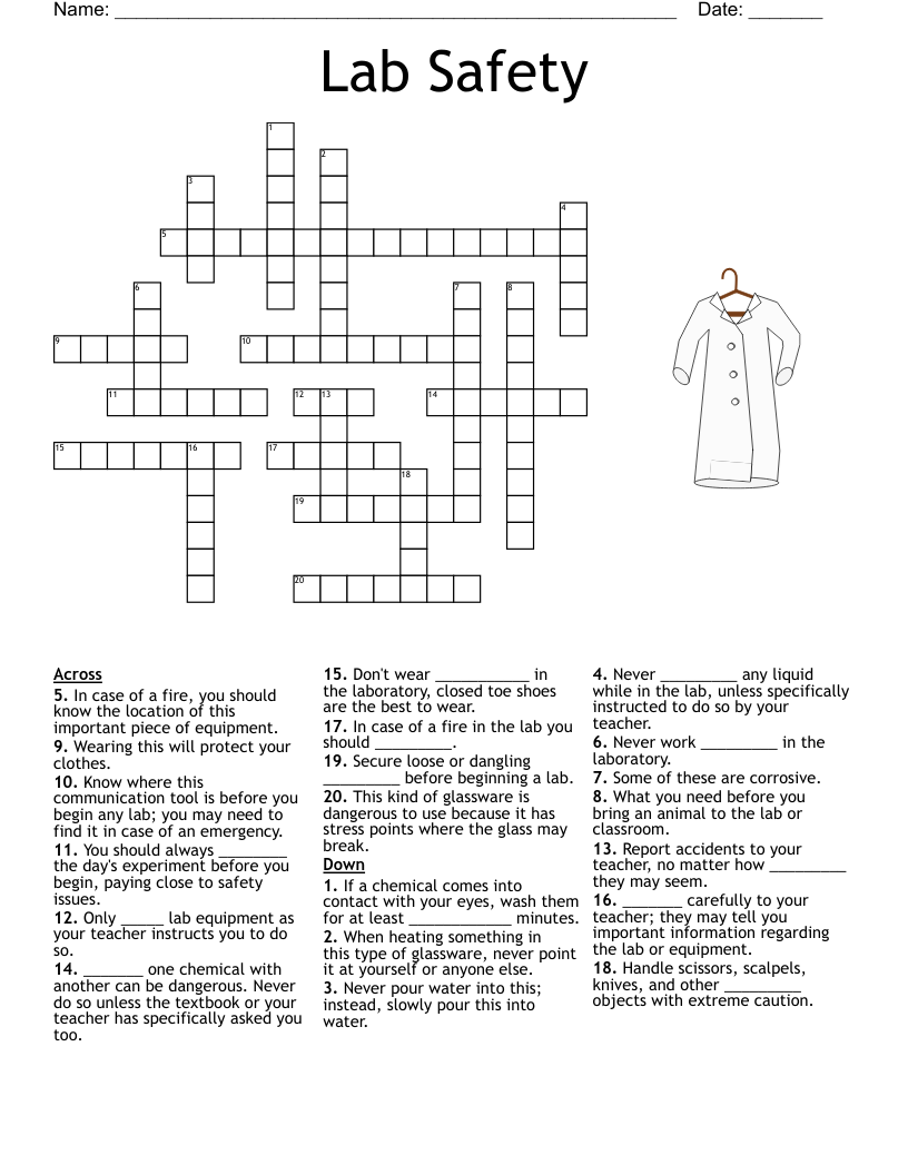 Lab Equipment Crossword Puzzle WordMint