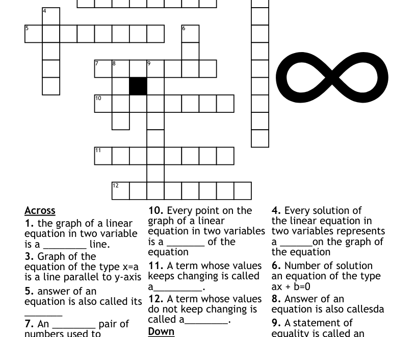 Linear Equations Crossword WordMint