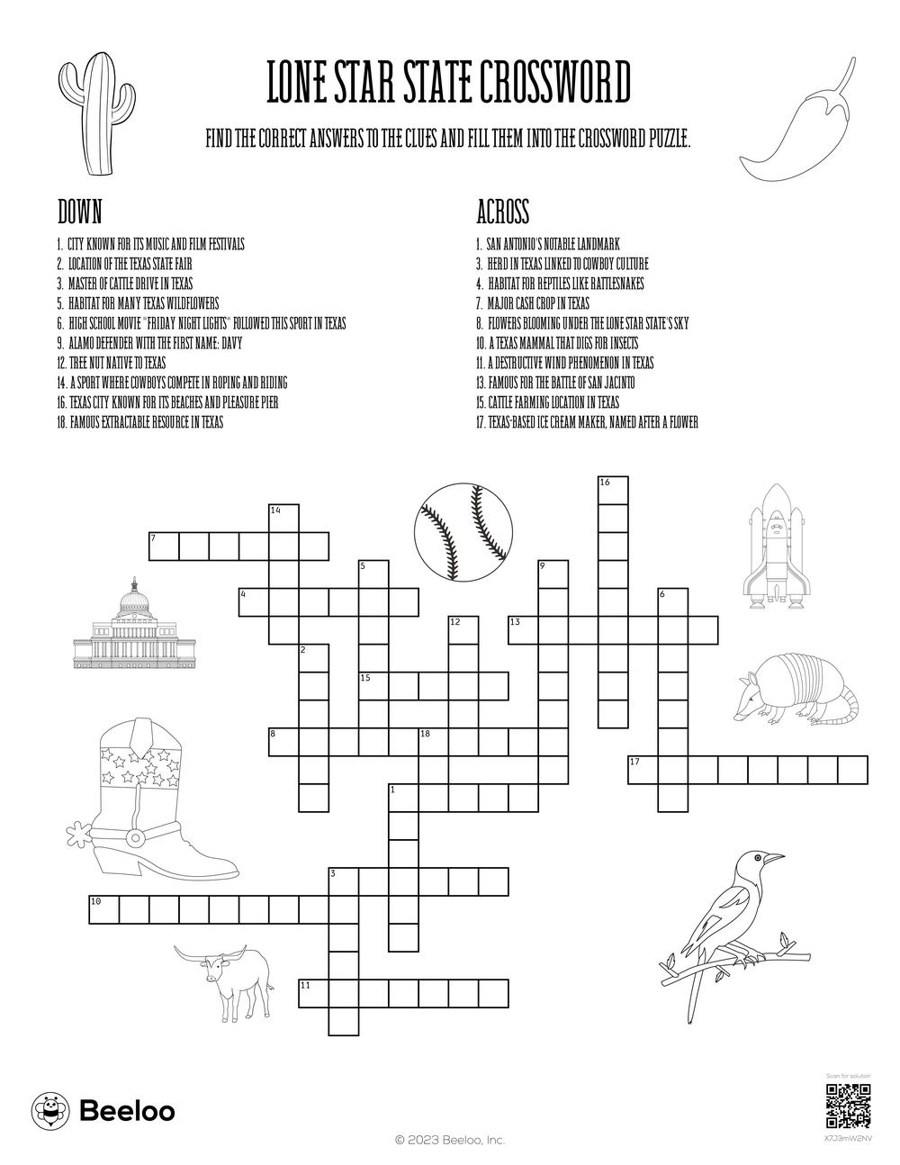 Lone Star State Crossword Beeloo Printable Crafts And Activities For Kids Lone Star State Crossword Beeloo Printable Crafts And Activities For Kids