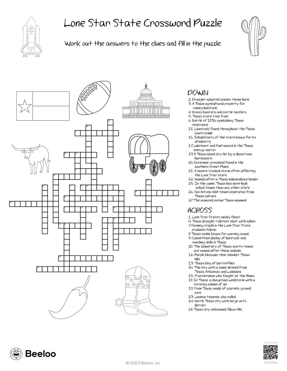 Lone Star State Crossword Puzzle Beeloo Printable Crafts And Activities For Kids Lone Star State Crossword Puzzle Beeloo Printable Crafts And Activities For Kids