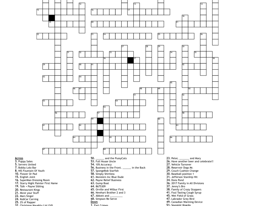 LW LAB CUP 2019 STAR MAP Crossword WordMint