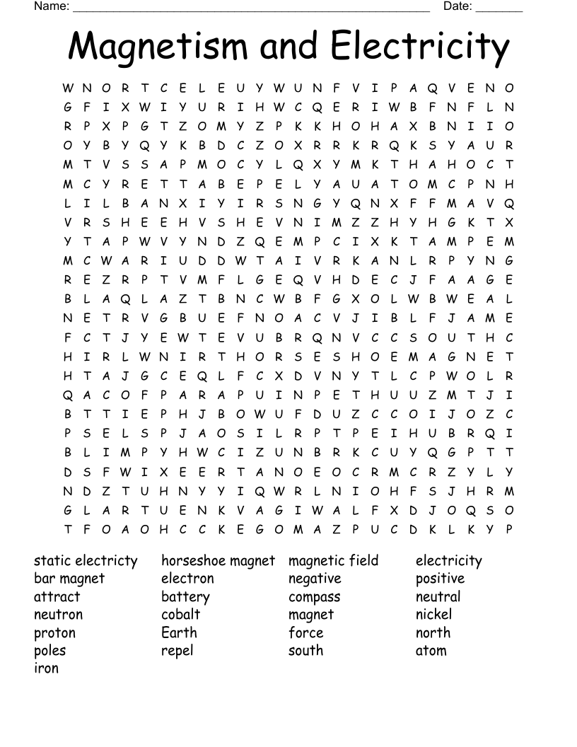 Magnetism Word Search WordMint Magnetism Word Search WordMint
