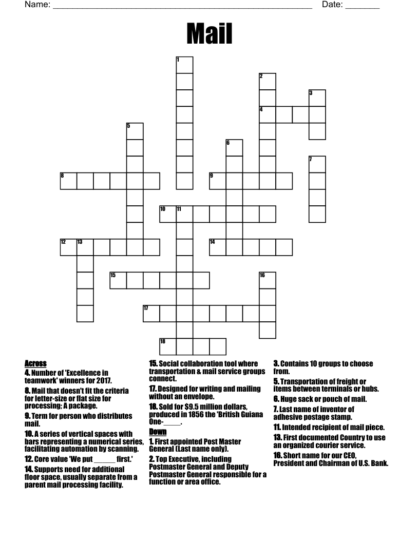 Mail Crossword WordMint Mail Crossword WordMint