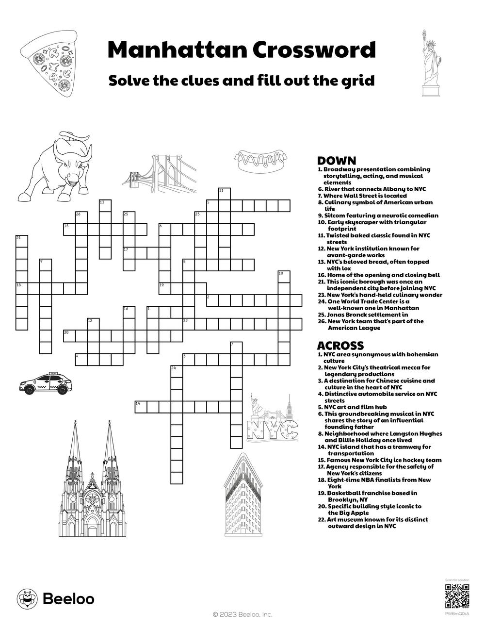Manhattan Crossword Beeloo Printable Crafts And Activities For Kids Manhattan Crossword Beeloo Printable Crafts And Activities For Kids