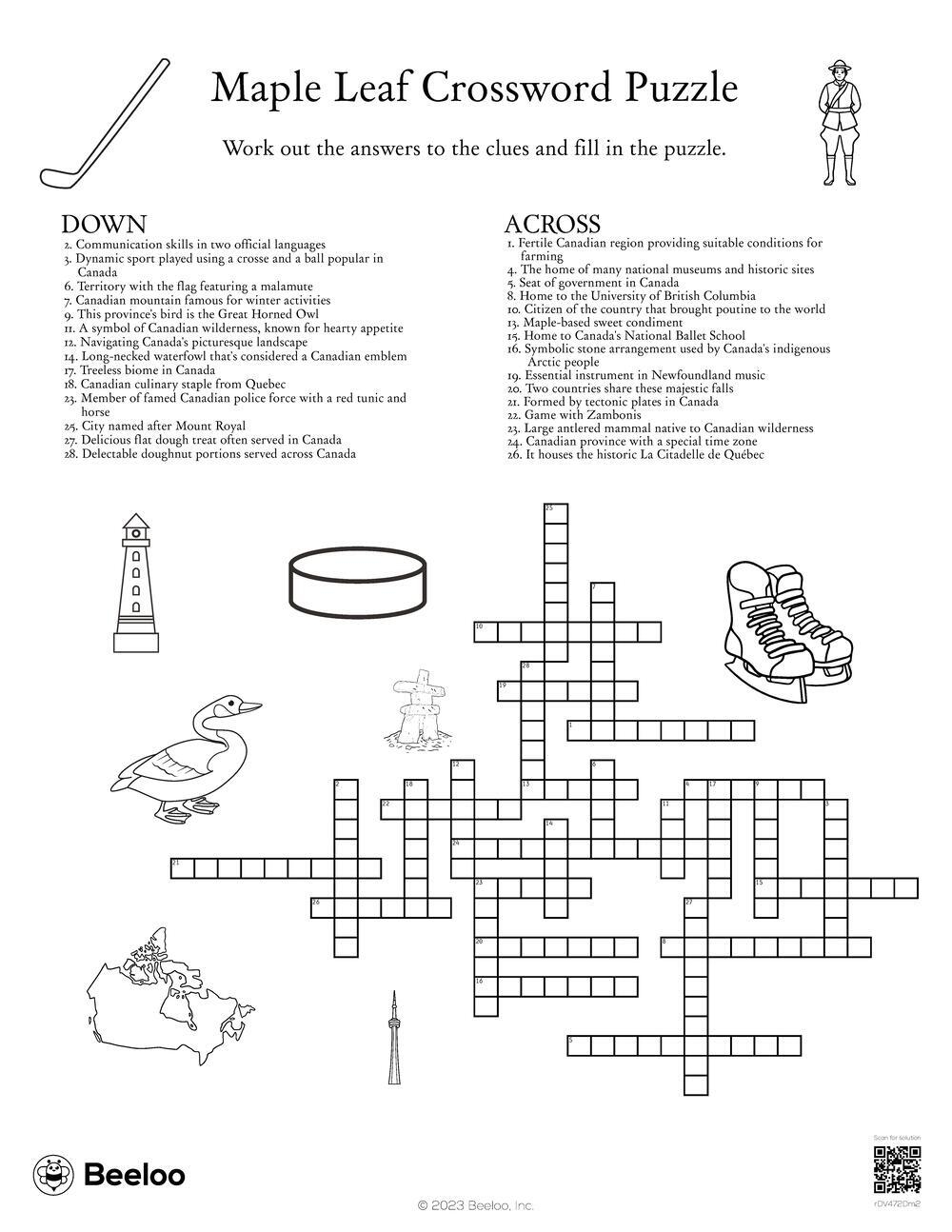 Maple Leaf Crossword Puzzle Beeloo Printable Crafts And Activities For Kids Maple Leaf Crossword Puzzle Beeloo Printable Crafts And Activities For Kids