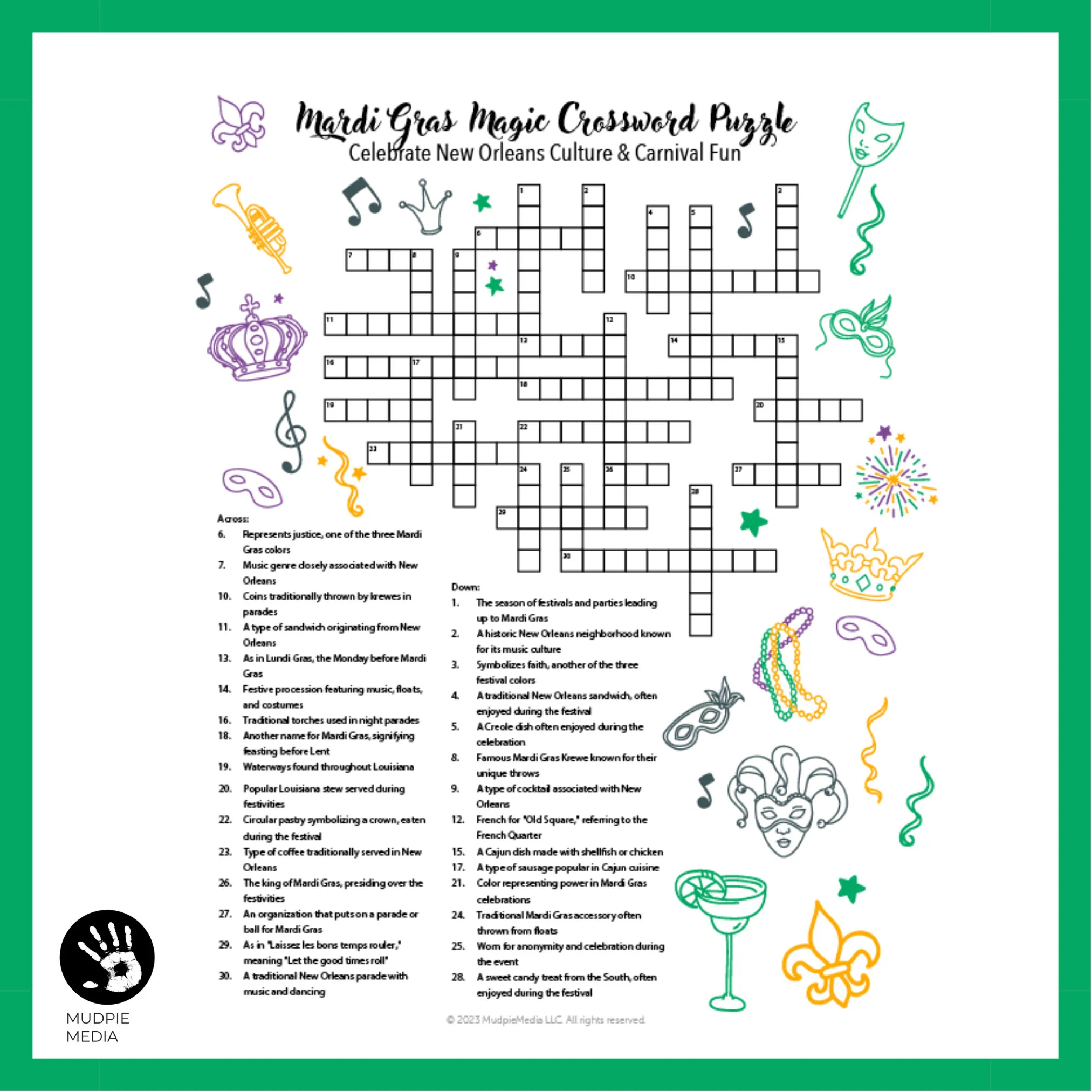 Mardi Gras Magic Crossword Puzzle Celebrate New Orleans Culture Carnival Fun Perfect For Party Lovers And Festival Enthusiasts Etsy Mardi Gras Magic Crossword Puzzle Celebrate New Orleans Culture Carnival Fun Perfect For Party Lovers And Festival Enthusiasts Etsy