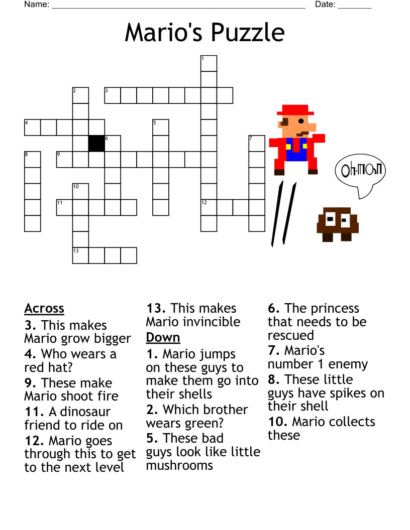 Mario s Puzzle Crossword WordMint Mario s Puzzle Crossword WordMint