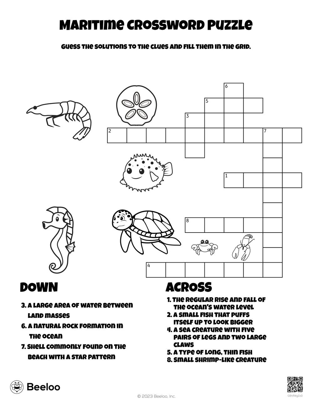 Maritime Crossword Puzzle Beeloo Printable Crafts And Activities For Kids Maritime Crossword Puzzle Beeloo Printable Crafts And Activities For Kids