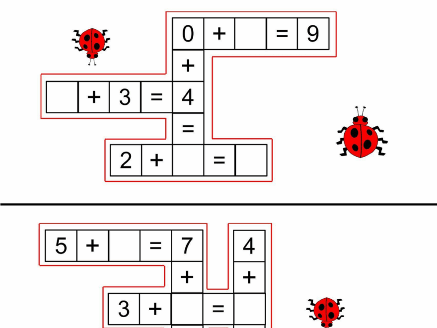 Math Crossword Fun Math Puzzles For Kids Worksheet