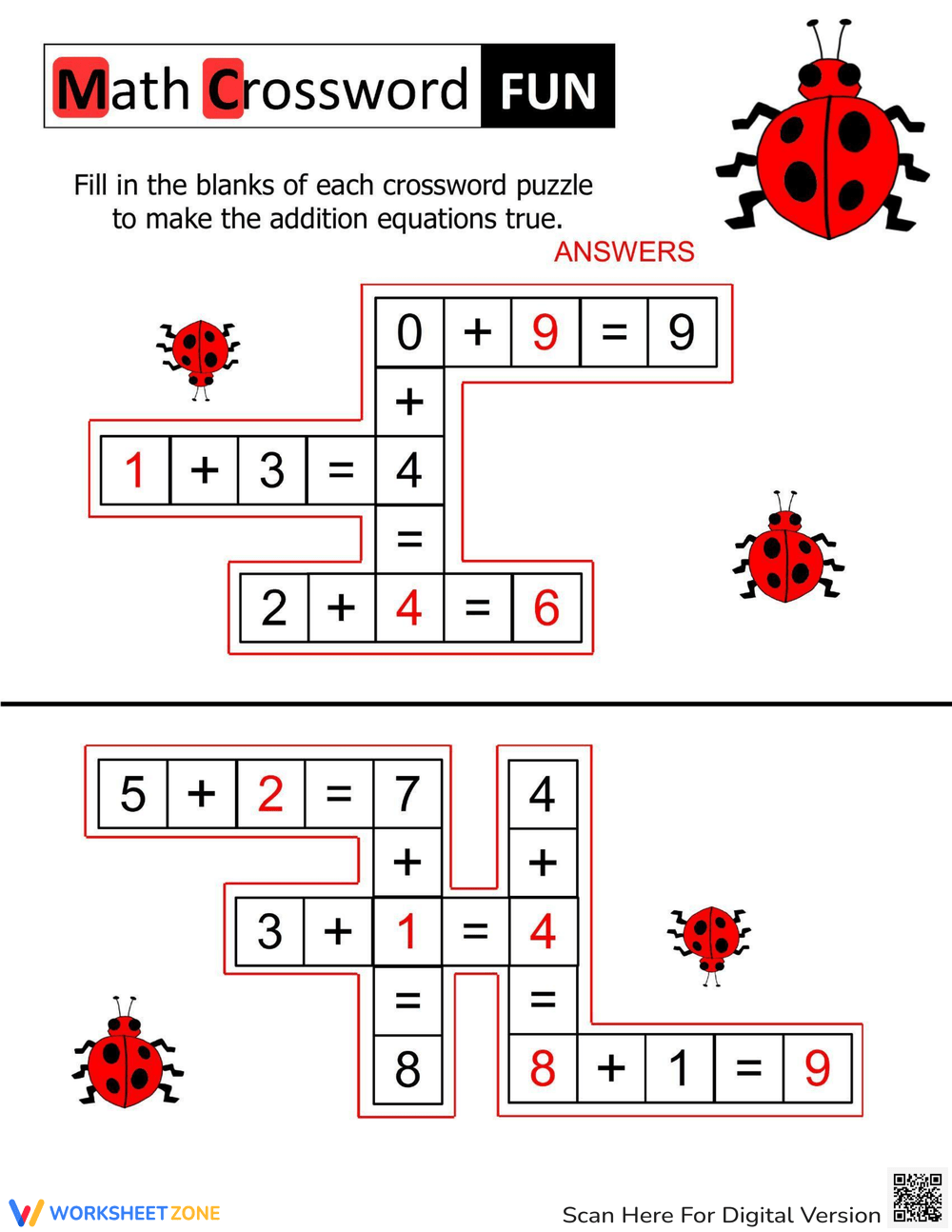 Math Crossword Fun Math Puzzles For Kids Worksheet Math Crossword Fun Math Puzzles For Kids Worksheet