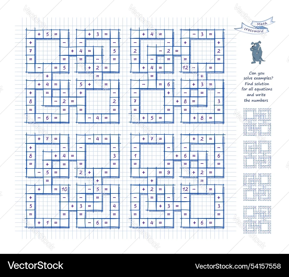 Math Crossword Puzzle Set Royalty Free Vector Image Math Crossword Puzzle Set Royalty Free Vector Image