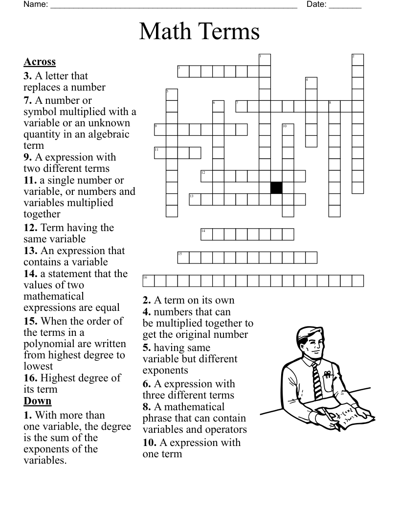 Math Terms Crossword Puzzle WordMint