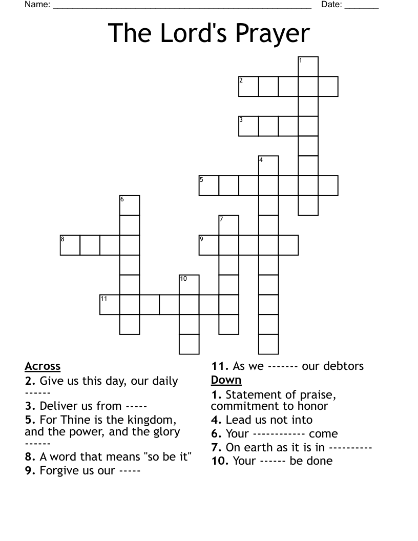 Matthew 6 9 13 Crossword WordMint Matthew 6 9 13 Crossword WordMint