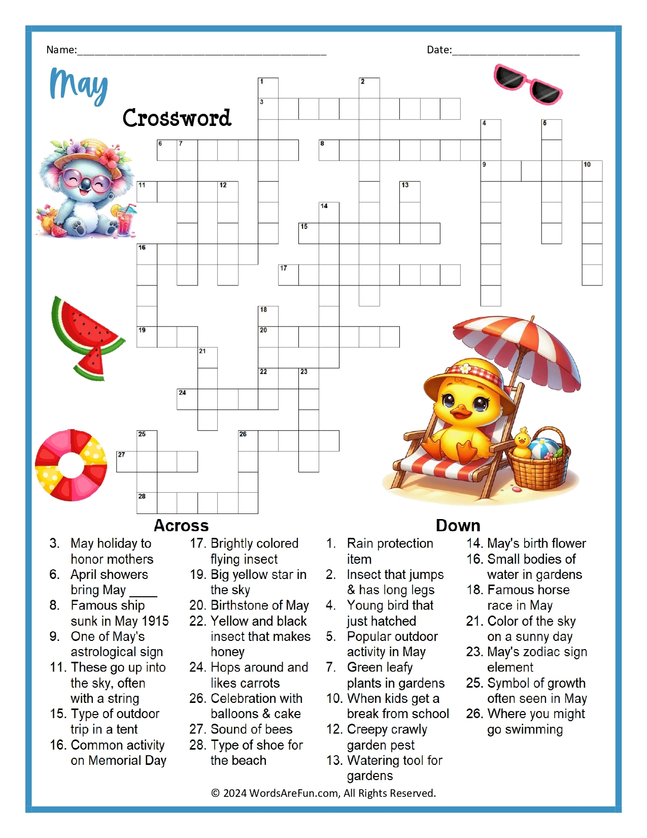 May Crossword Puzzle May Crossword Puzzle
