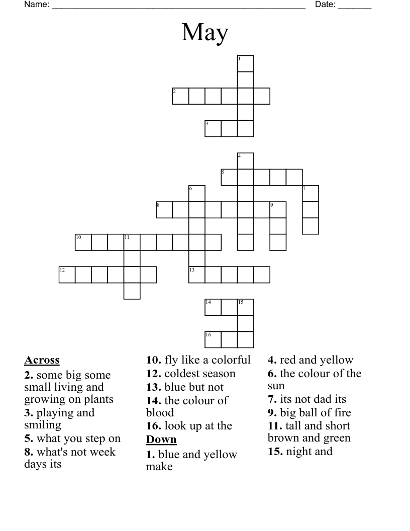 May Crossword WordMint