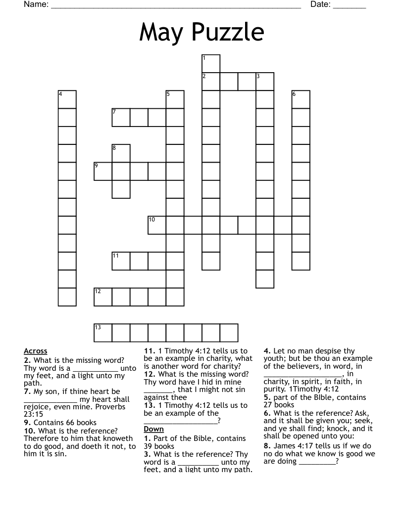 May Puzzle Crossword WordMint May Puzzle Crossword WordMint