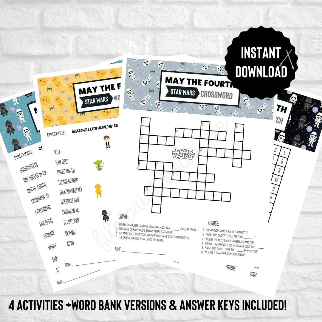 Star Wars Crossword Puzzle Printable