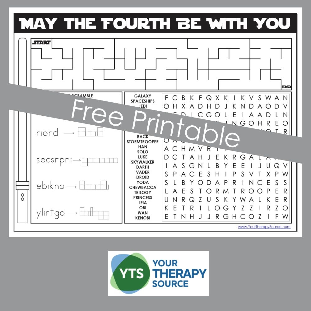 May The Fourth Be With You Printable FREE Your Therapy Source