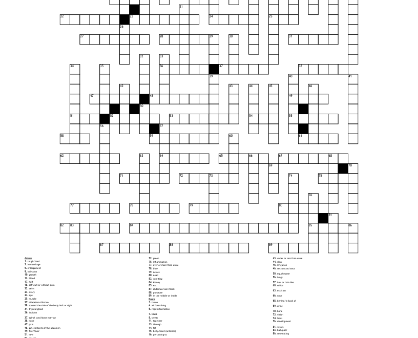 Medical Terminology Crossword WordMint