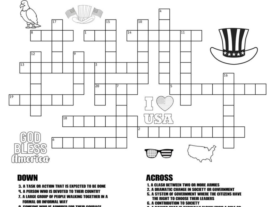 Memorial Day Crossword Beeloo Printable Crafts And Activities For Kids