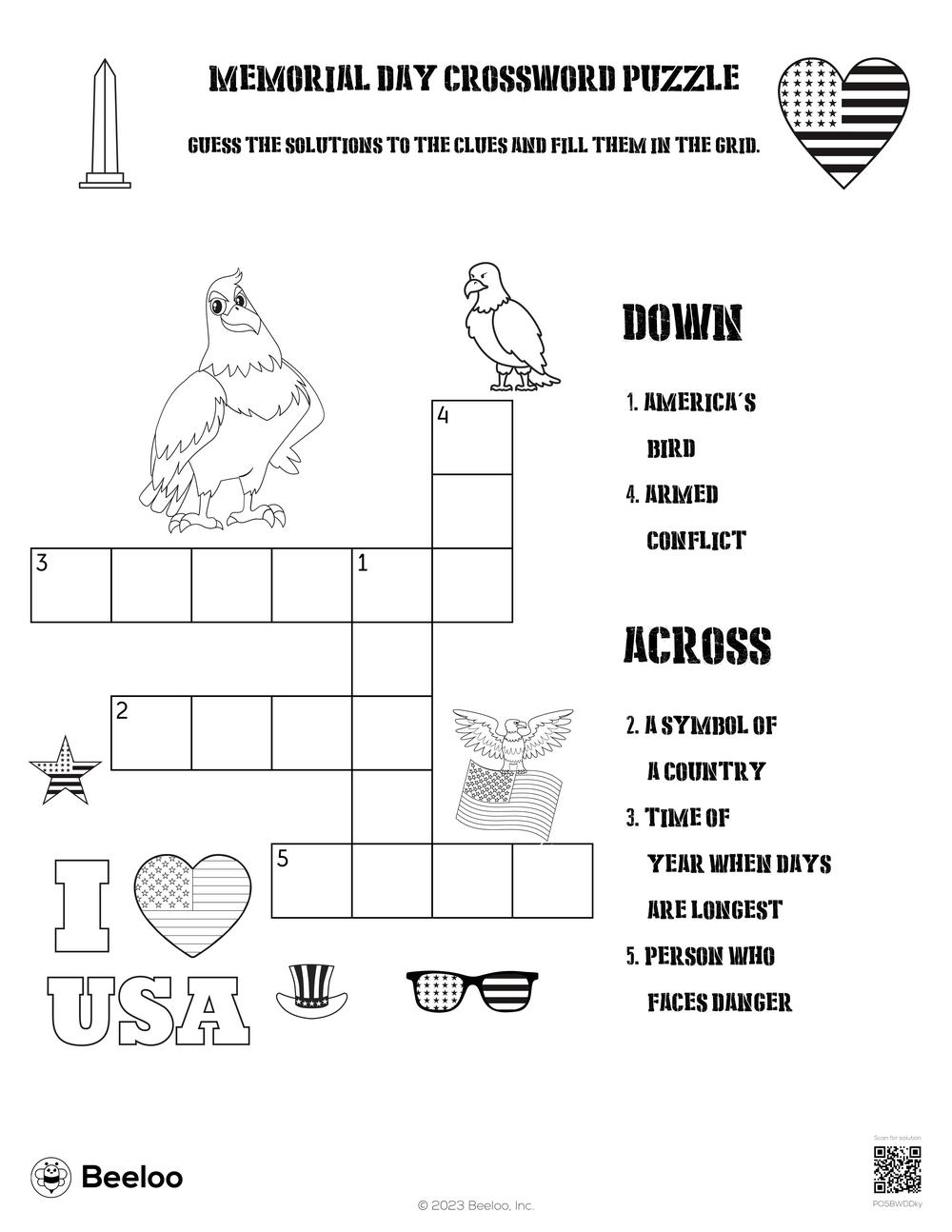 Memorial Day Crossword Puzzle Beeloo Printable Crafts And Activities For Kids Memorial Day Crossword Puzzle Beeloo Printable Crafts And Activities For Kids