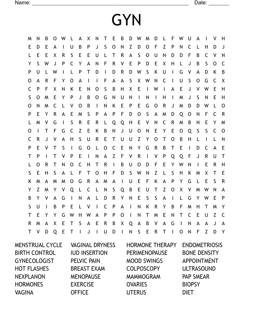 Menopause Symptoms Word Search WordMint