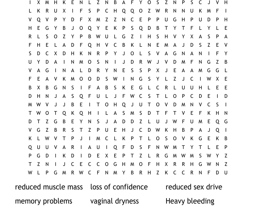 Menopause Symptoms Word Search WordMint