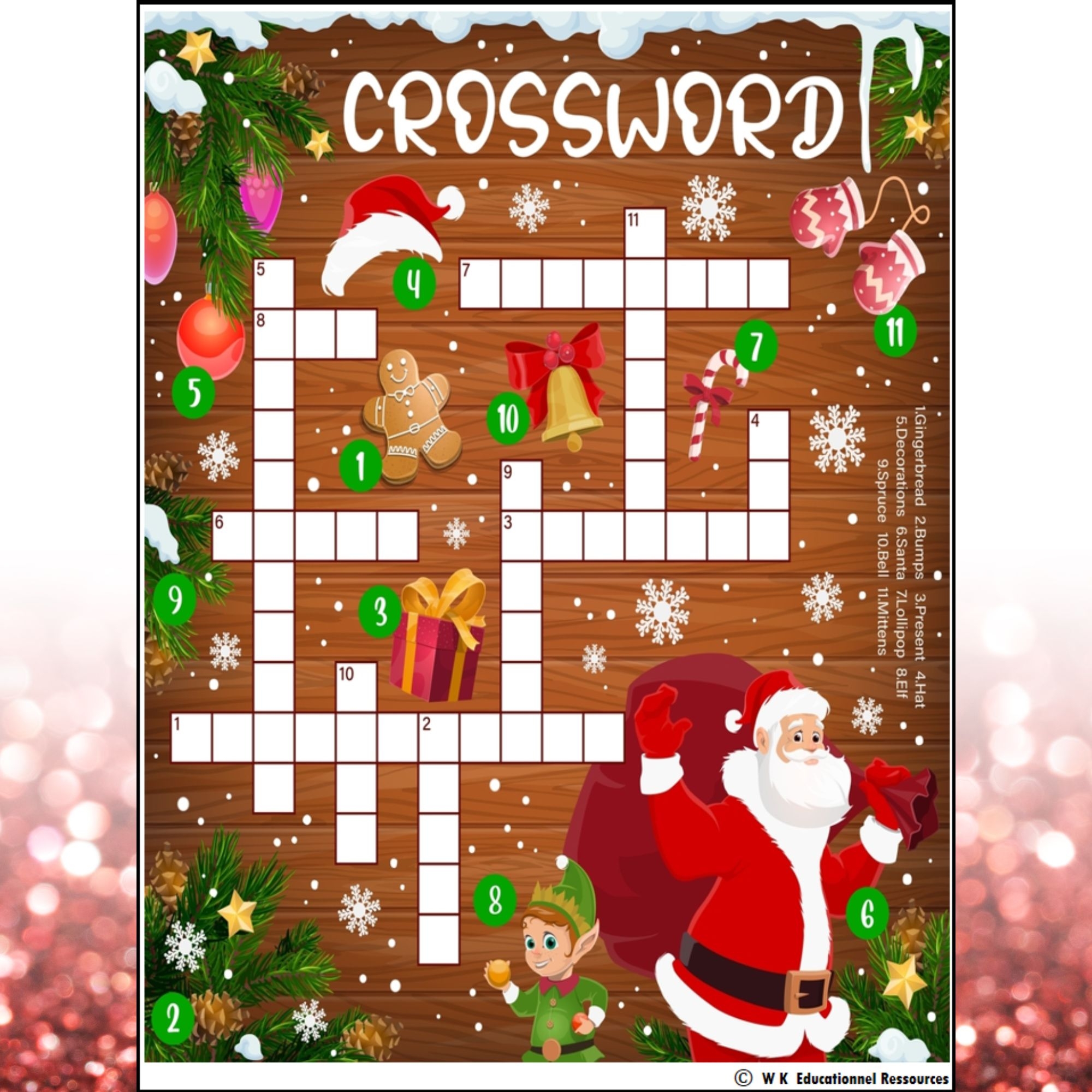 Printable Christmas Crossword Puzzle Grade 8